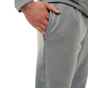 Ensemble survêtement gris pour homme, veste zippée et pantalon, décontracté, respirant, polyester et coton, couleur unie, pour l'automne, avec poches latérales - Product Image 3