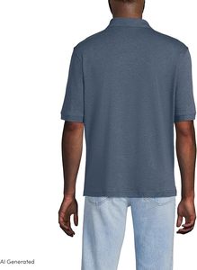 เสื้อโปโลแขนสั้นสีเทาสำหรับผู้ชาย ทรงปกติ สีพื้น ผ้าออกซ์ฟอร์ด ระบายอากาศได้ดี สไตล์ลำลอง - Product Image 2