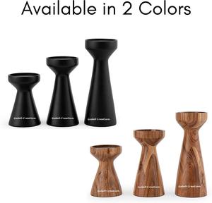 Portavelas de madera de mango de granja moderna, diseño mate redondo negro para mesa de comedor o decoración del hogar, soporte de luz de té Retro - Product Image 5