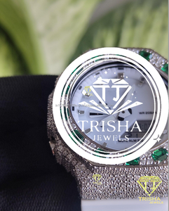 Reloj de Diamantes Moissanite VVS de Diseño, Correa Blanca de Plata de Ley 925, Reloj de Lujo - Product Image 3