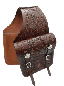 Hand Carved Floral Tooling Beautiful Leather Western Saddle Bag Premium Handmade Genuine Leather Horse Saddle Bag Equestrian - Product Image 3