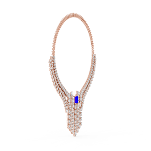 Diamond Imperial Fringe Vintage <b>Statement</b> <b>Necklace</b> 24K Gold Plated & Rhodium Plated IGI Certified Party Jewelry - Product Image 3
