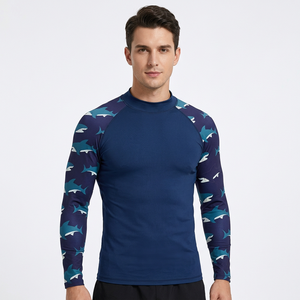 <b>Men's</b> Full Sleeve Compression Rash Guard Print UPF50+ Quick Dry <b>Swim</b> Shirt Custom Logo Surf <b>Top</b> - Product Image 1