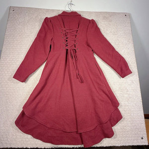 Manteau Tendance Bordeaux pour Adolescente/Femme XXL, Style Gothique Sorcière, Coupe Trapèze, Corset Zippé, Design Élégant à Ourlet Asymétrique 2026 - Product Image 2