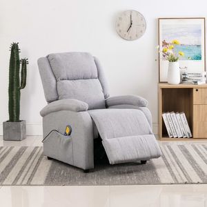 Poltrona reclinabile per massaggio in tessuto grigio chiaro - Product Image 3