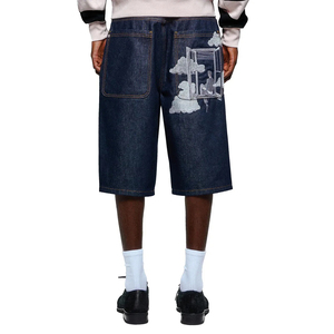 Nouveauté 2026 : Short en jean patchwork personnalisé pour homme, style streetwear, vente en gros - Product Image 6