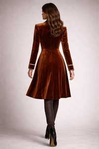 Blazer sur mesure en velours marron de luxe avec détail tressé argenté - Product Image 2