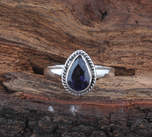 Anillo de Dedo de Iolita Hecho a Mano al por Mayor para Mujer, Anillo de Piedras Preciosas Apilable de Estilo Bohemio de Moda, Anillo Único de Zafiro de Agua - Product Image 2