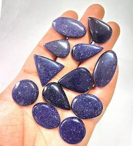 Lot en gros de cabochons en pierre de soleil bleue naturelle |   Pierre précieuse de sunstone bleue chatoyante en vrac pour la fabrication de bijoux |   Poire ovale polie - Product Image 2