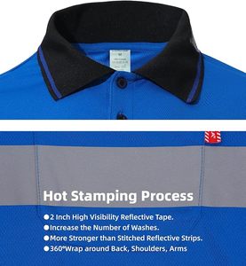 <b>Polo</b> <b>Shirt</b> for Men High Visibility Reflective <b>Work</b> <b>Shirt</b> with Pockets for Construction - Product Image 5