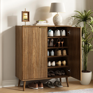 ตู้เก็บรองเท้าไม้สำหรับทางเข้าบ้าน 5 ชั้น พร้อมกระจก - Product Image 1