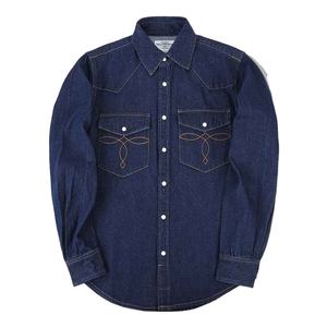 High Quality Vintage Style Denim <b>Shirt</b> For <b>Men</b> <b>Long</b> <b>Sleeved</b> Top <b>Stripe</b> Embroidery Breathable Anti Pilling Denim <b>Shirt</b> For <b>Men</b> - Product Image 2