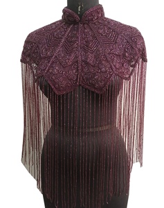New Super Sexy Color Embellishment Hand Beaded Tassel Breathable <b>Mesh</b> <b>Plus</b> <b>Size</b> Party Poncho Cape <b>Top</b> for Exclusive Wear - Product Image 1