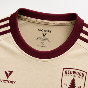 Camiseta de Fútbol del Club Victory Redwood para Hombre, Color Crema Marrón, Cuello Redondo, Manga Corta, Sublimada, Transpirable, 100% Poliéster - Product Image 4