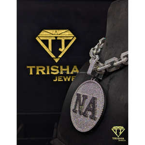 Colgante de letra redonda personalizado con diamantes de moissanita VVS totalmente engastados, plata de ley 925, joyería hip hop de Trisha Jewels - Product Image 6