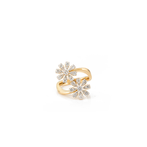 Bague de mode en gros, motif marguerite, en or jaune 14K 18K, avec diamant de laboratoire, bague ouverte ajustable, style statement - Product Image 4