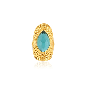 Vintage Apatite Hydro Brass <b>Ring</b> Handmade Gemstone Jewelry for Women - Product Image 1