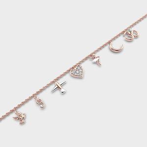 9K Yellow / White / Rose Gold Lab Grown <b>Diamond</b> Heart Charm Bracelet Symbol Pendant Chain <b>Jewelry</b> - Product Image 4