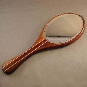 Espejo de mano con marco de madera natural, espejo de maquillaje portátil y ligero para salón de belleza, spa y tocador en casa - Product Image 1