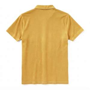 Polo en coton Oxford uni pour homme, manches courtes, coupe classique, décontracté, anti-plis, avec boutons, jaune 2026 - Product Image 4