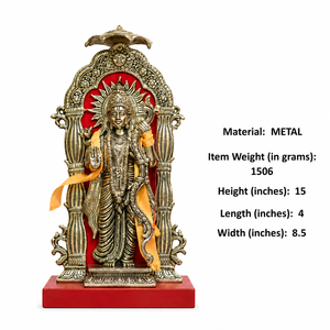 Idole artisanale en métal plaqué or du Dieu Rama avec arche Prabhavali, finition antique, statue de dieu hindou Diwali pour la décoration de la maison et du mandir - Product Image 6