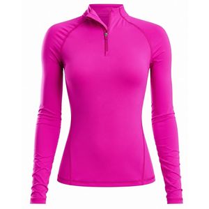 Camiseta de Golf Rosa de Manga Larga con Cierre Completo para Mujer, Top Deportivo de Alto Rendimiento, Ropa para Actividades al Aire Libre, Ropa Casual de Entrenamiento para Golf - Product Image 1