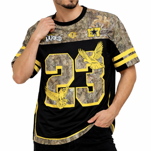 เสื้อเจอร์ซีย์อเมริกันฟุตบอลทรงโอเวอร์ไซส์ลายกราฟิกสำหรับผู้ชาย สไตล์สตรีทแวร์ พิมพ์หมายเลข เสื้อยืดลำลองสไตล์ทีม รับผลิตตามสั่ง OEM แบรนด์ส่วนตัว - Product Image 3