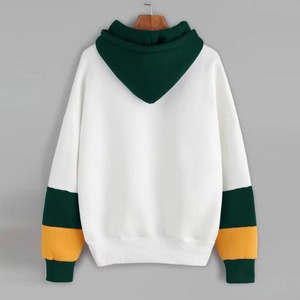 Sweat-shirt à capuche surdimensionné personnalisé pour femme, blanc et vert, avec broderie de cactus, manches contrastées, en polaire - Product Image 2