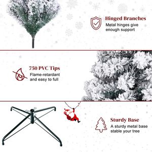 Sapin de Noël en PVC floqué de 1,80 m avec 1202 branches étendues naturellement, modèle 2022 - Product Image 4