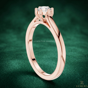 Anillo de Compromiso con Diamante Solitario de Corte Redondo Certificado por IGI, Oro Rosa de 9K, 10K, 14K, 18K, Anillo de Novia Clásico para Mujer - Product Image 3