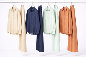 Conjunto de Camisa de Lino y Algodón Casual de Verano para Mujer, Blusa de Manga Larga con Bolsillos y Pantalón Recto de Pierna Ancha, Ropa Relajada - Product Image 2