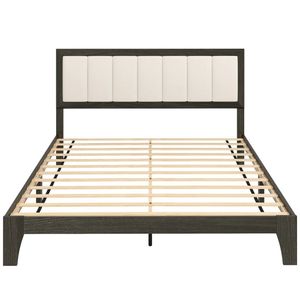 Charcoal Gray Upholstered <b>Platform</b> <b>Bed</b> <b>Frame</b> with Headboard - Product Image 5