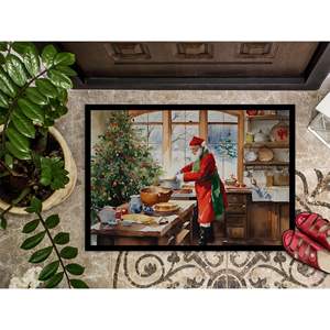 Père Noël Weihnachtsmann Paillasson sur le thème des biscuits Antidérapant Intérieur Extérieur 18H X 27W Lavable Low Pile Tapis de porte d'entrée - Product Image 3