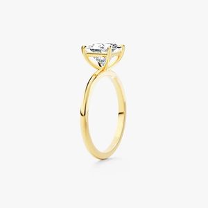 Bague de fiançailles solitaire en or 18 carats et argent sterling 925 avec diamant de laboratoire taille princesse - Product Image 2