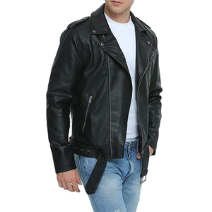 Chaqueta de Motociclista de Cuero Negro Vintage para Hombre, Estilo Clásico, con Cierre Asimétrico, Impermeable y Cálida - Product Image 2
