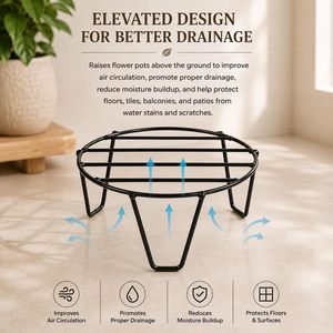 <b>Metal</b> <b>Plant</b> <b>Stand</b> Round Vintage Flower Pot Holder with Curved Legs for Indoor Outdoor Garden - Product Image 3