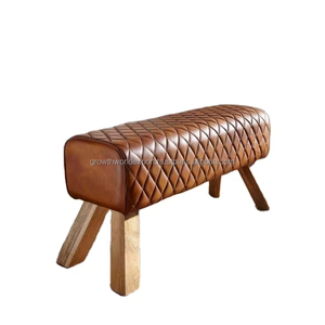 Modern Leather Upholstered Bench Wooden <b>Legs</b> Tufted Ottoman Bench Living Room Bedroom Seating Bench 2026 - Product Image 1