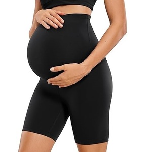 Leggings de cintura alta negros, shorts de fitness ajustados para ciclistas, shorts de maternidad elásticos por encima del vientre para embarazadas - Product Image 1