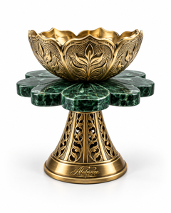 Luxury Design Stainless Steel Marble Eco-Friendly <b>Bakhoor</b> Burner Arabic Mabkhara <b>Oud</b> Aromatic Incense Decorative Pedestal Base - Product Image 1