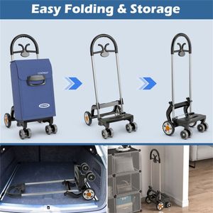 Carrello della spesa pieghevole blu con struttura in acciaio inox e plastica, per uso interno ed esterno, ideale per supermercati - Product Image 6