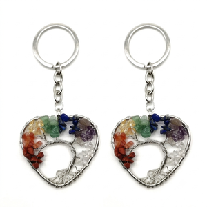 High quality Crystal Keychain Seven chakra tree of life <b>Key</b> <b>chain</b> Natural Heart Stone <b>Key</b> Holder Gifts for Women <b>Key</b> <b>Chain</b> - Product Image 4