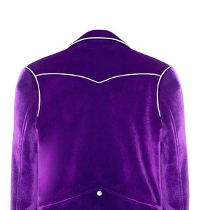 Veste en velours slim fit pour homme, col montant, logo sur le devant, idéale pour les occasions formelles, les mariages et les soirées. - Product Image 6