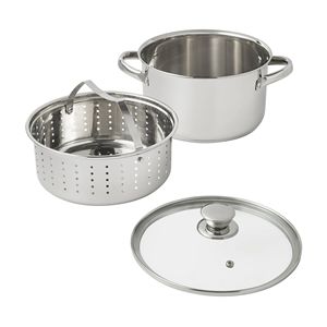 Olla vaporera de 4 cuartos con tapa de vidrio, compatible con inducción, apta para lavavajillas, para verduras y pescado - Product Image 2