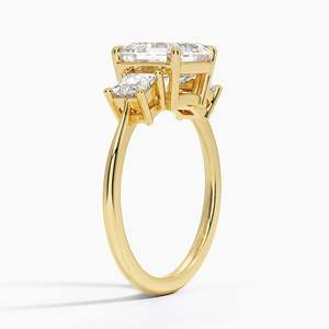 แหวนเพชรทรงสามเหลี่ยมเจียระไนแบบ Asscher เพชรเลี้ยงในห้องปฏิบัติการ ทองคำขาว 14K ประดับเพชรทรงเจ้าหญิงด้านข้าง แหวนหมั้นสำหรับผู้หญิง เครื่องประดับชั้นดี - Product Image 2
