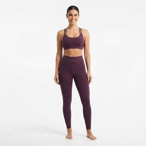 Leggings taille haute pour femmes et soutien-gorge de sport à double bretelle, ensemble de vêtements de sport actifs en deux pièces - Product Image 1