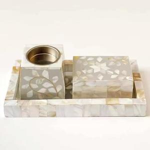 Juego de quemador de incienso Bakhoor de lujo con incrustaciones de nácar, bandeja para quemador de incienso Oud árabe, decoración islámica para el hogar, soporte para incienso - Product Image 1