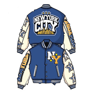 Veste universitaire en laine de haute qualité pour homme, luxe, hiver, style baseball, broderie chenille, cuir PU, réversible - Product Image 1