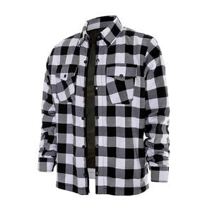 Wholesale High Quality Custom Logo Embossed Beaded Aramid Lined Breathable Full Sleeve % Cotton Motorcycle <b>Flannel</b> Shirt - Product Image 2
