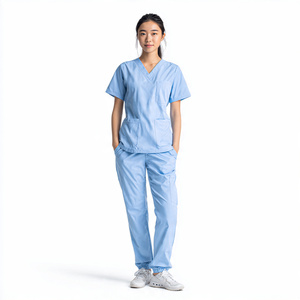Hospital <b>Scrub</b> Suits & Uniforms Knitted 100% Cotton Breathable Comfortable Custom Clinic Staff Uniform - Product Image 5