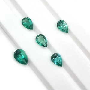 Natural Zambia Emerald Pear Faceted Cut Loose Gemstone Lot 3-6 MM IGI Certified for Handmade Jewelry Making - Product Image 2